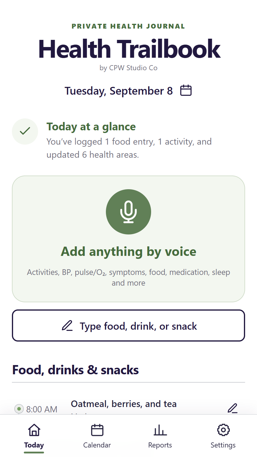 Health Trailbook daily journal
